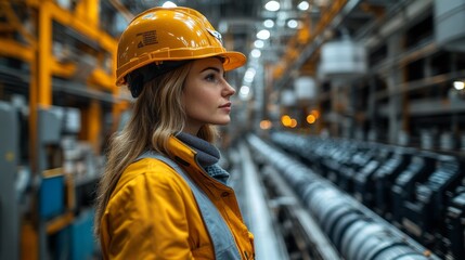 Aufkleber - A warehouse logistics expert in a safety helmet observes inventory processes in a bustling distribution hub, ensuring efficient sorting and fulfillment during a busy shift.