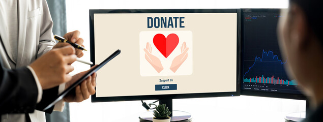 Poster - online donation platform offer brisk money sending system for people to transfer on the internet