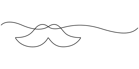 Aufkleber - Continuous line drawing forming a mustache shape, One Line Drawing Mustache, Continuous Line Dad Whiskers, Single Outline Moustache, Vintage Man Hairstyle, Mustache Vector Illustration, pro concept. 
