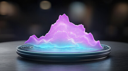 Leinwandbilder - Glowing Purple and Blue Abstract Mountain 3D Render