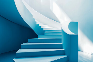 Poster - A stunning spiral staircase in soft blue hues enhances architectural beauty with an inviting aesthetic appeal.