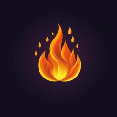 Poster - Colorful flame illustration with droplets against a dark background for creative design use