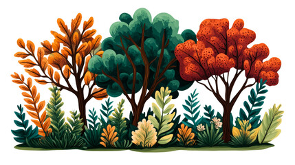 Wall Mural - forest in autumn tones, plant vector, cut out transparent