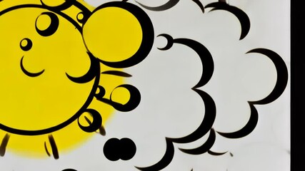 Poster - A yellow and white background with a bunch of bubbles. The bubbles are in different sizes and shapes