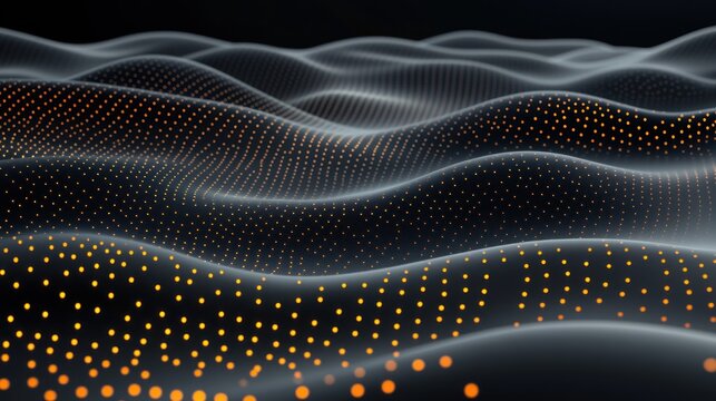 Abstract Digital Wave: Glowing Particles on Dark Background