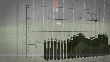 Poster - Kicking soccer ball, player with animation of data graphs on school field