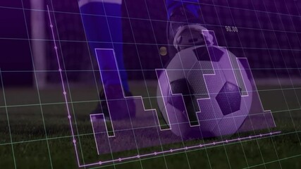 Poster - Kicking soccer ball on field, player with animation of data graph overlay