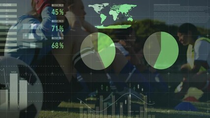 Poster - Training athletes on grassy field with data analytics animation overlay visible