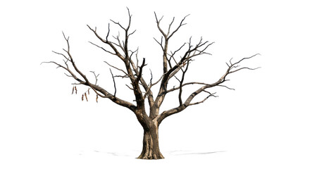Poster - A bare tree with many branches and a thick trunk isolated on a black and white background image art