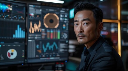 Poster - Analyzing business data with advanced analytics tools in a high-tech office environment