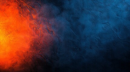 Poster -   A blue and orange wall with fire hydrants flanking its center