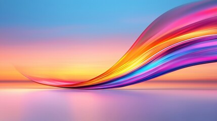Poster -    a vibrant wave against a blue-pink-yellow background and a blue sky in the background