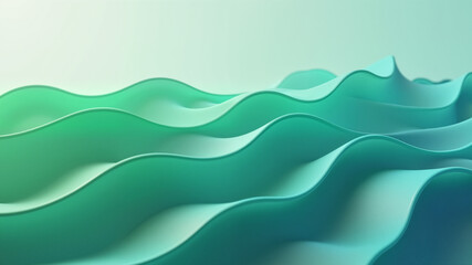Three dimensional render of green and blue wavy pattern
