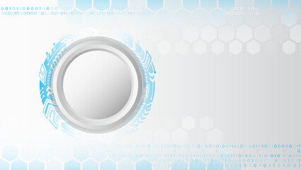 Fototapete - Hi-tech digital technology and engineering concept. Wide Sci fi template with polygons and circle. Abstract hexagons science on the white background.