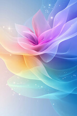 Poster - Digital artwork of a layered flower design featuring soft pastel colors and light effects