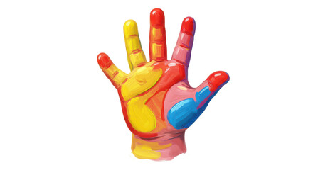 Poster - A colorful hand painted with vibrant hues of red yellow and blue against a black background space