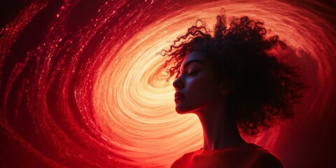 Aufkleber - a stunning silhouette of a woman against a vibrant cosmic background. this image captures the beauty