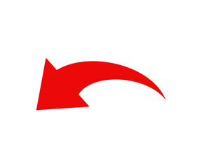 Poster - Red arrow icon on white background. Direction symbol. Arrow symbol for app vector design and illustration.

