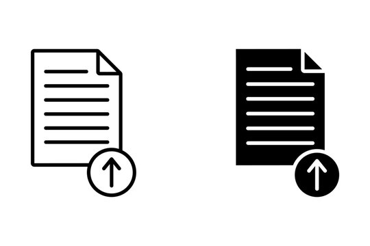 Upload document file icon on white background. Vector illustration
