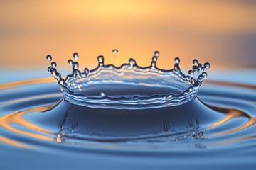 Poster - Water drop crown splash close up macro photography liquid motion ripple surface reflection nature beauty