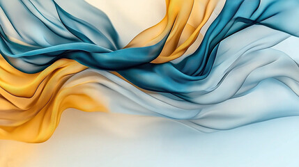 Poster -   Blue, yellow, and white waves on a light blue, yellow, and white backdrop