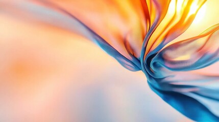Poster -   Blue, orange, and yellow object in close-up view, blurred backside