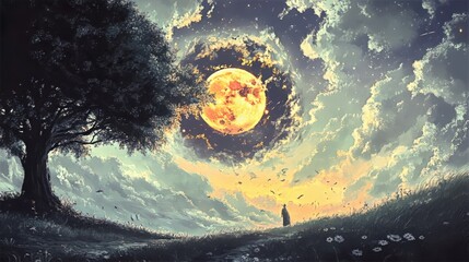 Wall Mural - earth and moon