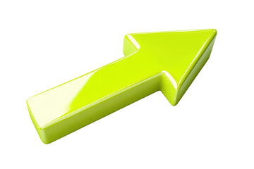 Poster - A glossy green arrow pointing diagonally upwards on a stark black background in a studio shot