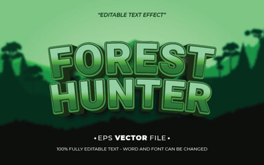 Poster - Forest Hunter 3d text effect editable game title style