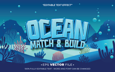 Poster - Ocean Match Build 3d text effect editable game title style
