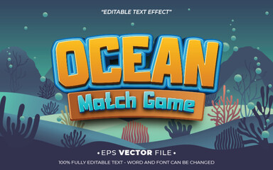 Poster - Ocean Match Game 3d text effect editable game title style