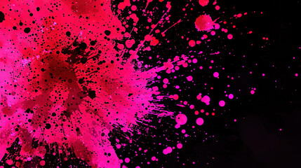 Poster -   Black and pink background with splattered paint; black background with splattered paint