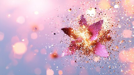 Poster -    a pink flower on a blue and pink background with subtle texture details
