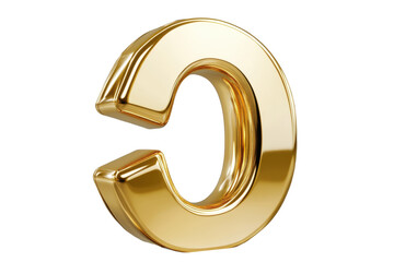 Poster - A shiny golden letter c isolated on a black background with a smooth and reflective surface texture