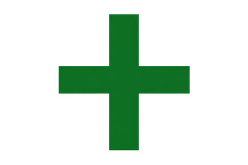 Poster - A green plus sign with a gray border on a black background in a simple graphic illustration