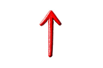 Wall Mural - Red arrow pointing upwards on a white background
