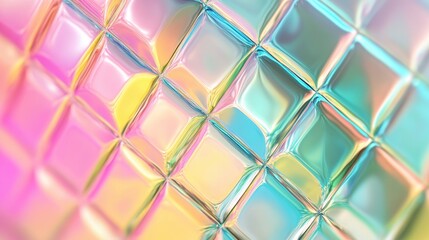 Poster - Iridescent crystal pattern casting colorful geometric reflections, light refracting through angular shapes and generating mesmerizing abstract background design