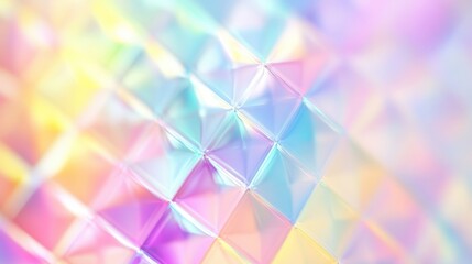 Poster - Iridescent crystal pattern revealing kaleidoscopic color spectrum, transitioning between delicate pastels and vivid tones, generating ethereal, dreamlike visual landscape