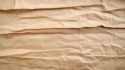 Poster - Crumpled brown wrapping paper revealing intricate texture, folding with organic lines and wrinkled patterns, forming abstract visual surface for creative design backgrounds