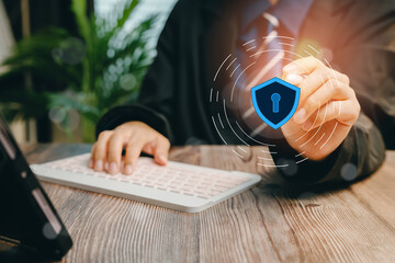 Poster - Digital security concept with shield and lock symbol, Business concept