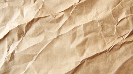 Poster - Crumpled brown paper surface revealing complex, organic texture with wrinkled, overlapping folds creating vintage inspired backdrop for design projects