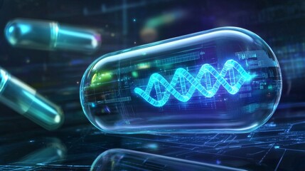 Poster - Surreal genetic enhancement visual featuring futuristic AI and CRISPR technologies