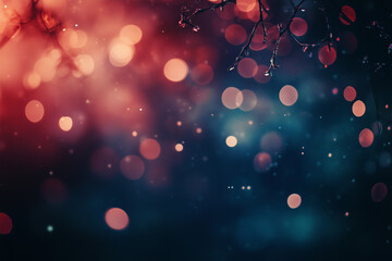 Poster - Abstract Bokeh Lights Background with Tree Branches and Dreamy Effect