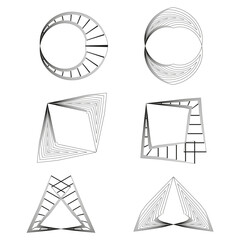 Leinwandbilder - Geometric shape set. Curved line collection. Vector abstract design. Black white contrast.