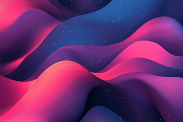 Poster - Abstract Gradient Waves Background with Pink and Blue Colors and Particles