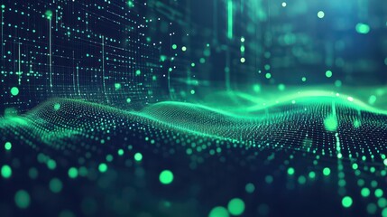 Poster - Abstract technology flow background Futuristic dots background with a dynamic wave 3d rendering