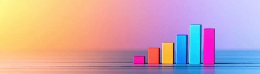Poster - Bar chart showing increasing growth trends in business metrics against a soft gradient background during daylight