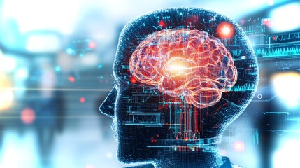 Poster - Neural implant technology enhances healthcare innovation in futuristic science landscapes