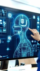 Poster - Innovative neuroimplant technology showcased in a futuristic healthcare environment