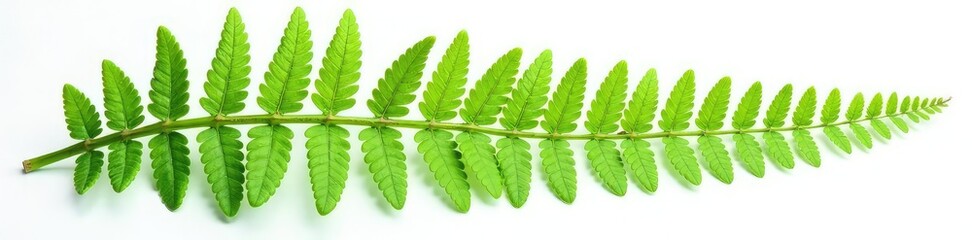 Isolated fern fronds with delicate texture on a white background, plants, greenery